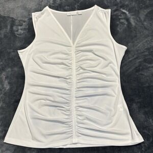 New York And Company Rouched Sleeveless Top Womens Large Office Layering 90s